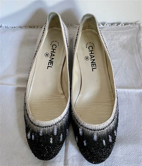 Scarpette Chanel in Tweed Bianco taglia 39 EU 